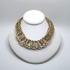 Vintage RJ Graziano modernist interlocking rings statement necklace