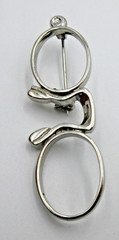 VTG 2.25″ eye glasses no lenses Open work big large silver tone metal Brooch Pin
