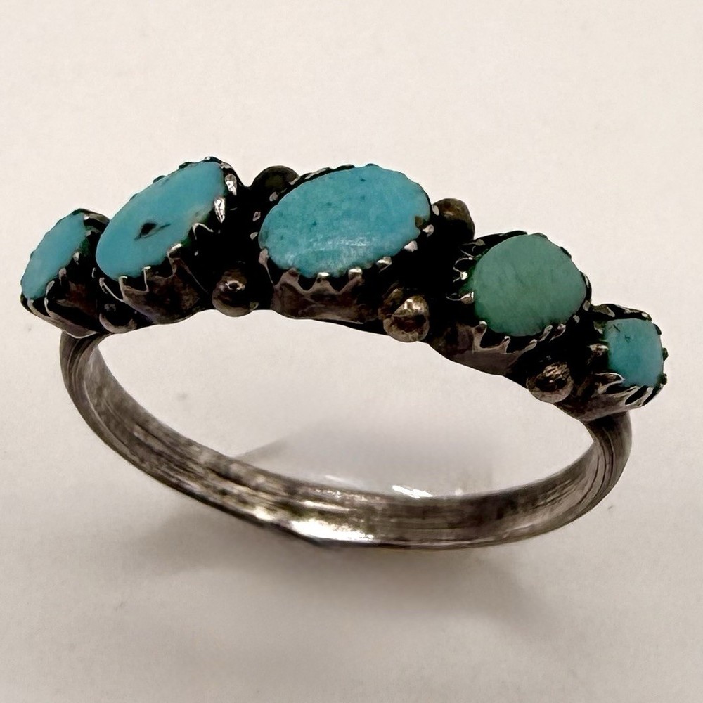 Vintage Tested Sterling Silver Turquoise 5 Stone Ring Size 5.75 Southwestern