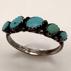 Vintage Tested Sterling Silver Turquoise 5 Stone Ring Size 5.75 Southwestern