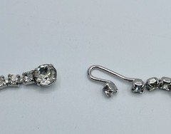 Vintage Unsigned Rhodium Plated Art Deco Inspired Clear Crystal Full Parure Set