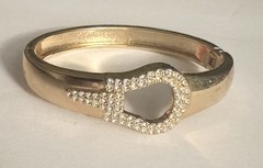 Vintage Tension Bangle Bracelet Cuff w/Crystals Horse Bit/Stirrup Equestrian