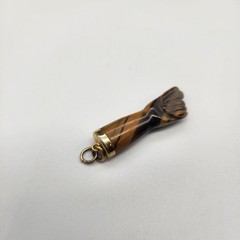 Vintage Hand Carved Tiger’s Eye Mano Figa Hand Pendant Good Luck Evil Eye Charm
