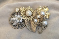 VTG Brooch Signed NANCY RUNYON YOST Mixed Metal Rare (Looks Like Mirium Haskell)