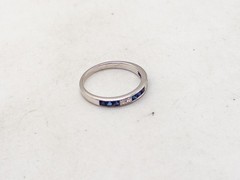 $3000 1.50ct VS G Princess Cut Diamond Blue Sapphire 18k White Gold Ring