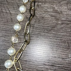 Vintage 36in Gold Tone Pre-Layered Double Strand Necklace Faux Pearls & Resin