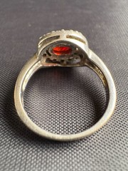 925 Sterling Silver Ring Red Stone Cubic Zirconia Ring Jewelry Ring Size 6.25 US