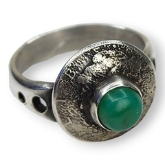 Vintage Artisan Sterling Silver 925 Mercury Head Dime Chrysocolla Ring SZ 11