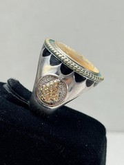 Vintage Buffalo Nickel Style Statement Ring Silver Tone Sz 11