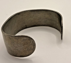 Vintage Pewter Cuff ID Bracelet Wide Monogram Adjustable Retro Boho Engraved