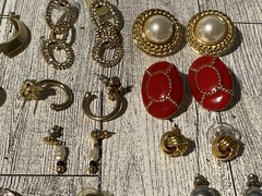 Vintage 1980s 2000s Lot Gold Tone Pierced Earrings Faux Pearl Love Knot