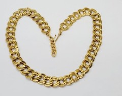 MONET Necklace Gold Tone Double Oval Link RARE Statement Runway Vintage 21 in