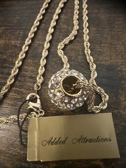 Vintage Added Attractions Gold Tone Pave Rhinestone Ball Slide Pendant Necklace