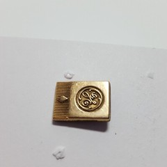 Vintage GE General Electric QC One Diamond Gold Tone Tie Tack Pin w/ Chain & Bar