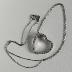 Sterling Silver Open Heart CZ Slide Pendant Cable Chain 18” Necklace 925 Ladies