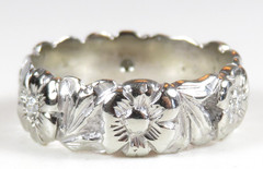 Antique Art Deco Diamond 14KW Eternity Wedding Band Ring Size 5.75 UK-L 6.25MM