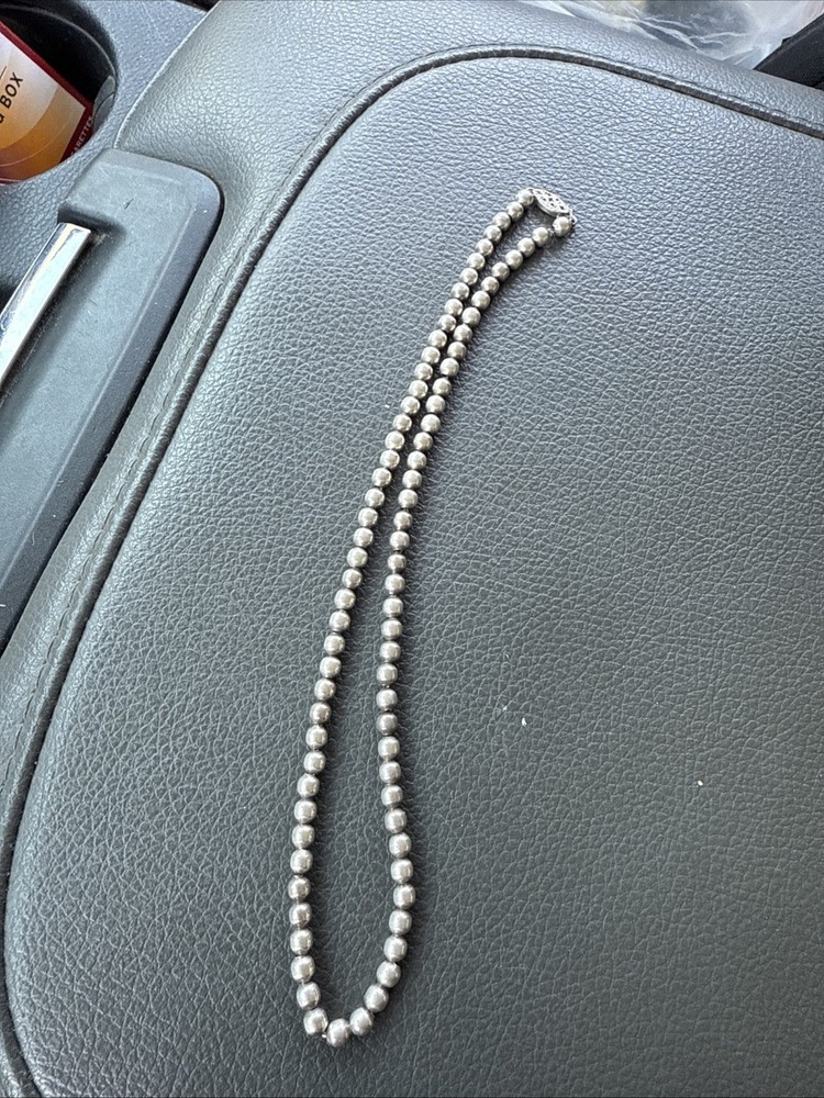 Vintage Sterling Silver Ball Bead Necklace Stamped Sterling