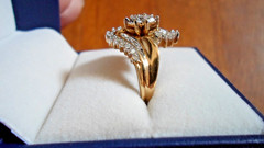 Vintage 10K Gold Diamond Cocktail Cluster Ring 33 Cut Stones Size 7.5 Wt. 5 gr