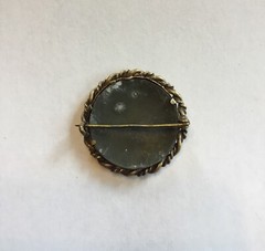 Antique Mourning Yellow Gold Tone Photo Picture Frame Brooch Pin C Clasp I10