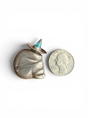 Vintage Mexico Silver Plate Figural Perfume Holder Brooch Sleeping Peon Sombrero