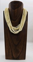Signed Carolee Vintage Choker Necklace Multi 11 Strand Cream Faux Pearl 17 in