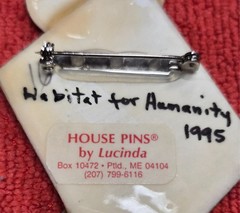 Vintage House Pins by Lucinda Black & White Home & Heart in Sky Pin / Brooch