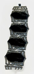 Bracelet Black Cabochon Lucite Silver Tone Link Vtg Whimsygoth Y2K Victorian