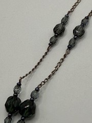 Sterling Silver Glass Blue Gray Bead Y Drop Necklace Lariat Italy 925 9.6 gram
