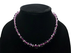 Vintage Art Deco Chain Strung Faceted Purple Graduated Glass Bead Necklace 16.5″