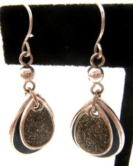 VTG SIGNED KC EARRINGS DANGLE ENAMELED BLUE & SILVER TONE