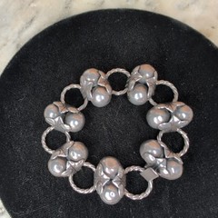 Taxco 980 Silver Mexico Bracelet Link Double Ball Old Pawn Jewelry Los Cocos 36g