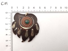 Vintage Artisan Made Native American Bear Paw Amulet Bloodstone Large Pendant