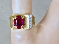 VINTAGE 10K YELLOW GOLD FILLED NEW OLD STOCK 70’S RED CLEAR STONE RING SIZE 7.5