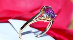 10k yellow gold ring 1.00ct natural amethyst diamond sz 6.5 handmade 2.0g N3011U