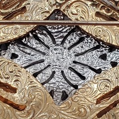 VTG Art Deco Style Brooch 2.5in Two Tone Filigree Domed Openwork Heavy 3D Estate
