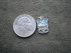 Zanzibar Africa Vintage Silvertone Enamel Travel Shield Bracelet Charm 3.2g FLAW