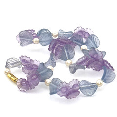 Vintage Avon Petal Blossoms Pastel Lucite Necklace 18.5″ Lilac Blue Barrel Clasp