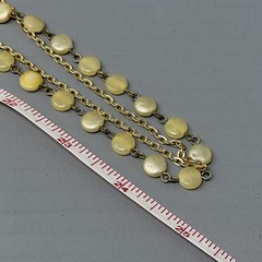VTG Flapper Necklace Champagne Acrylic Beads Gold Tone Chain Double Strand 50″