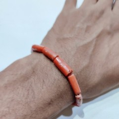 Italian Red Coral Bracelet Natural Coral Handmade Gemstone Stretchable Bracelet