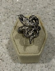 Vintage Sterling Silver Filligree Snake Ring Intricate Swirling Details SZ 9.5