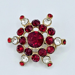 Vintage Star Burst Brooch Red Jewels Crystal Elegant Estate Jewelry Gem Pin