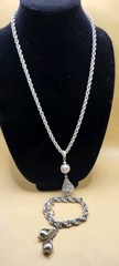 Vintage Signed Monet Bolero Necklace and Bracelet Set Silver Tone Brushed Finish