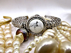Vintage 6pc Lot Faux Pearl, Silver/Gold-tone Necklaces Cuff Bracelets Rhinestone