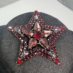 Beautiful Large ANNA SUI Inc Red & Purple Crystal Rhinestone Star Brooch Pin