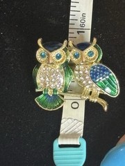 1×1” Multicolored Rhinestone Owls On A Branch Brooch (62)