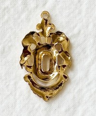 Jewelry Stamping – French raw brass gothic style pendant w/14K plate – 10 pcs.