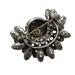 Vintage Rare Unsigned Schreiner New York Brooch Pin Blue Grey Glass Rhinestone