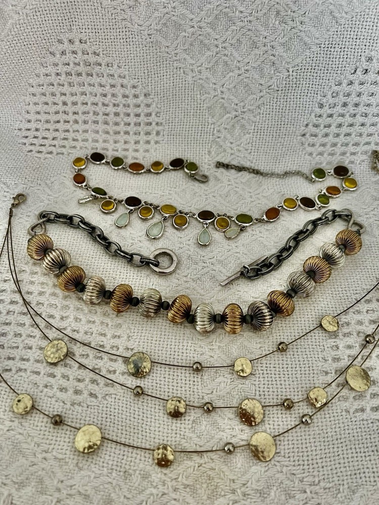 Lot of 3 Vintage Necklaces Mixed Metals