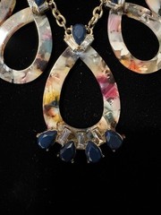 Art Deco Confetti Necklace Features Vibrant Multi Colored Acrylic Teardrops