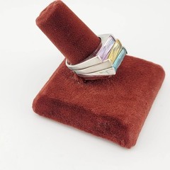 Vtg Ring Set 3pc Sz 9.5 Multi-color Matching Cubic Zirconia Stackable Jewelry
